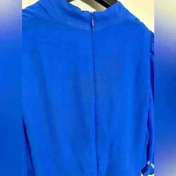 NWT Taylor Royal Blue Azure Chiffon V Neck High Low Women’s Midi Dress Size 2 - Picture 9 of 11